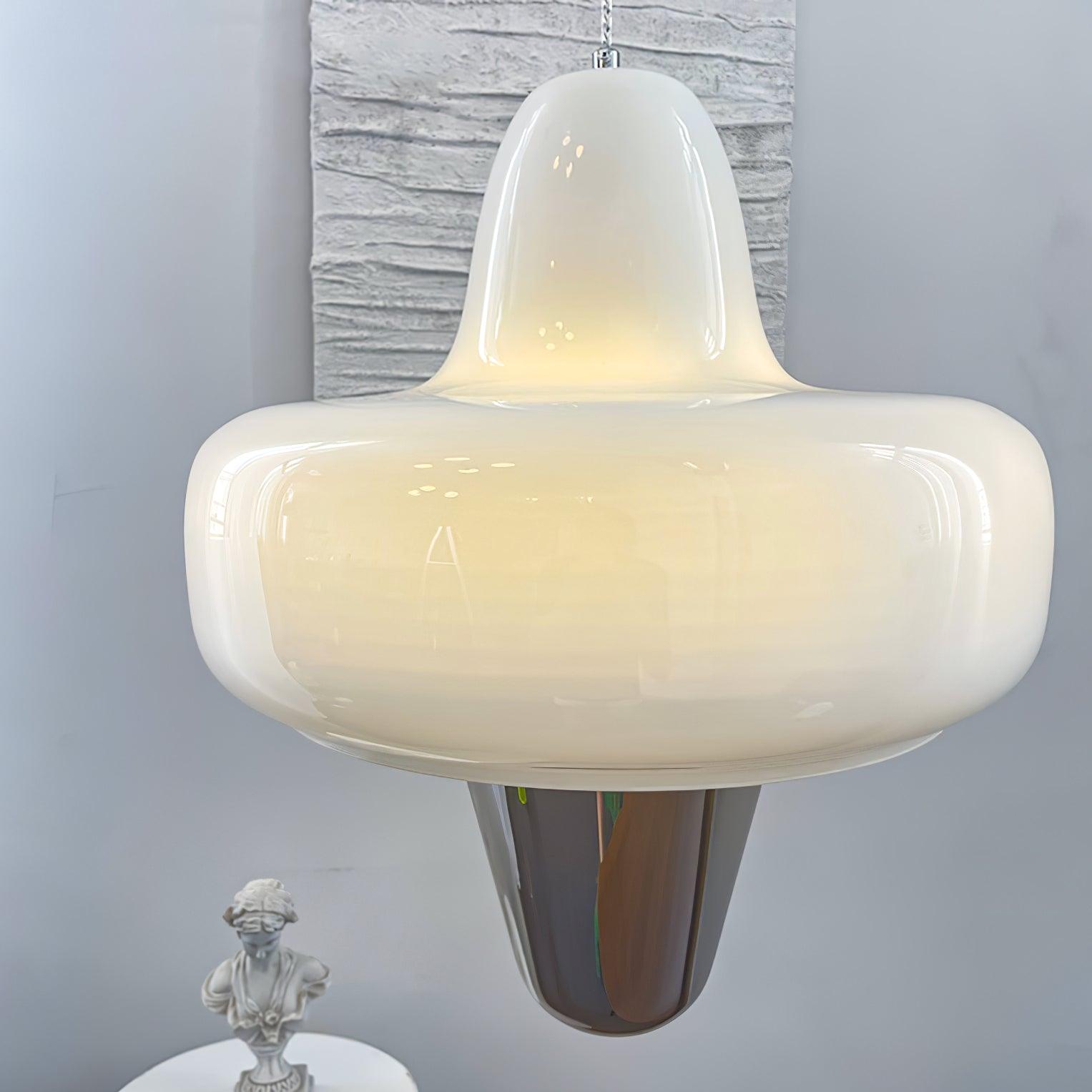 Modern Swan Glass Pendant Light with Ballerina Inspired Tutu Design and Chrome Finish