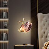 Modern Swan LED Pendant Light Zinc Alloy and Acrylic Hanging Lamp for Bedroom Dining Room