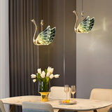 Modern Swan LED Pendant Light Zinc Alloy and Acrylic Hanging Lamp for Bedroom Dining Room