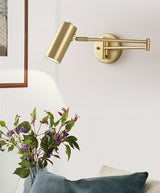 Modern Swing Arm LED Wall Sconce Adjustable Bedside Reading Lamp in Black or Gold