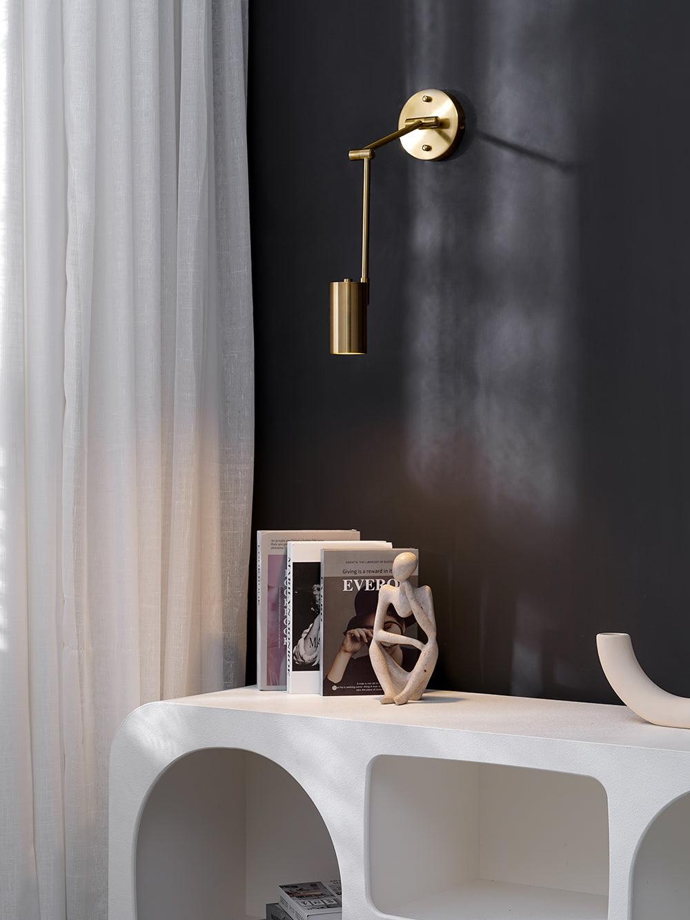 Modern Swing Arm LED Wall Sconce Adjustable Bedside Reading Lamp in Black or Gold