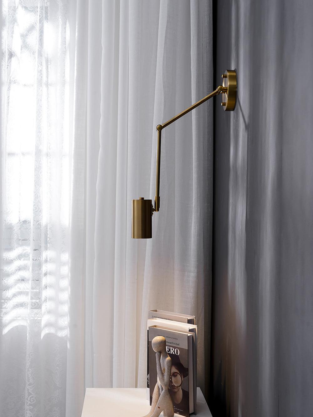 Modern Swing Arm LED Wall Sconce Adjustable Bedside Reading Lamp in Black or Gold