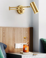 Modern Swing Arm LED Wall Sconce Adjustable Bedside Reading Lamp in Black or Gold
