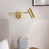 Modern Swing Arm LED Wall Sconce Adjustable Bedside Reading Lamp in Black or Gold