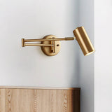Modern Swing Arm LED Wall Sconce Adjustable Bedside Reading Lamp in Black or Gold
