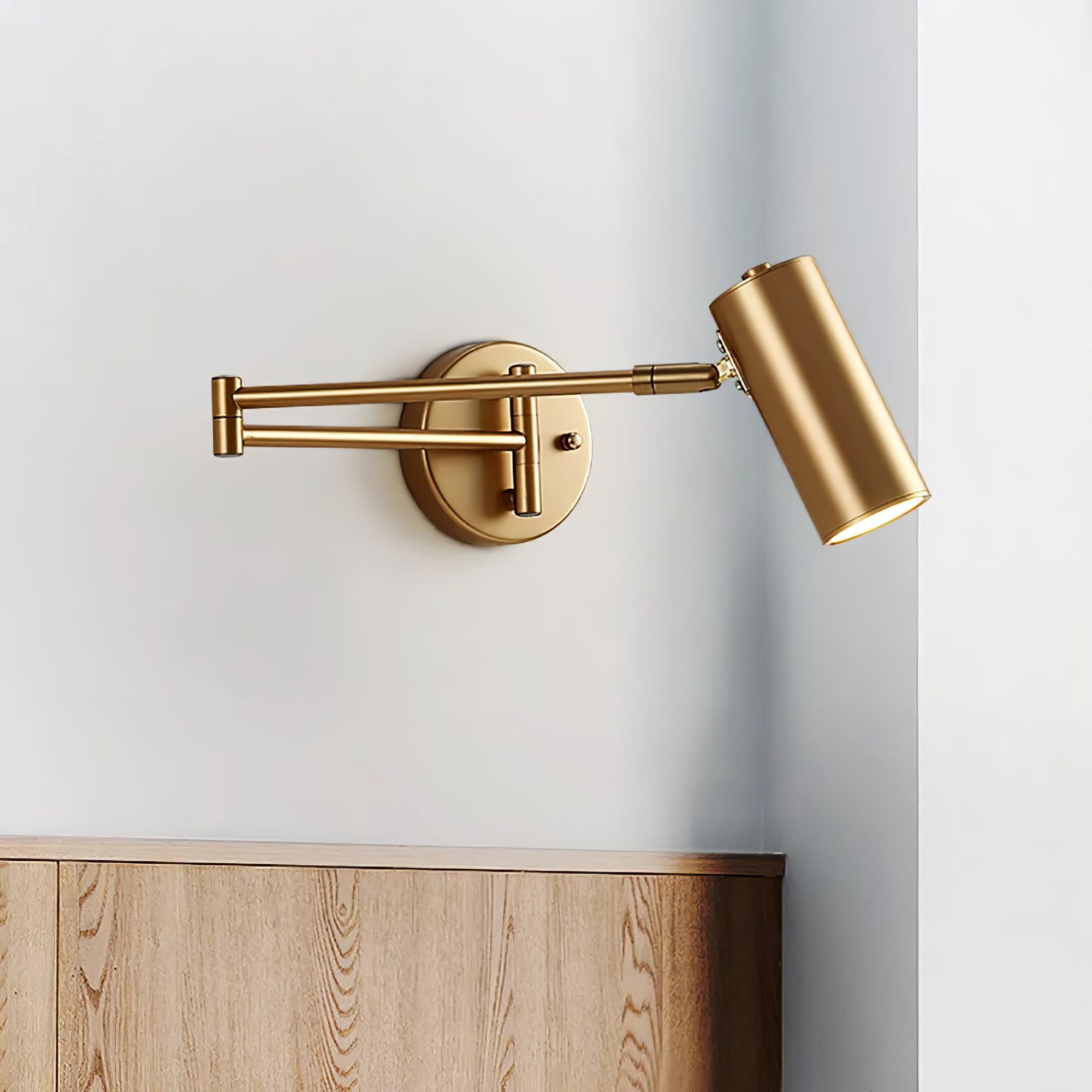 Modern Swing Arm LED Wall Sconce Adjustable Bedside Reading Lamp in Black or Gold
