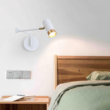 Modern Swing Arm Wall Sconce Adjustable Dual Arm Metal Wall Light Set of Two for Indoor Reading
