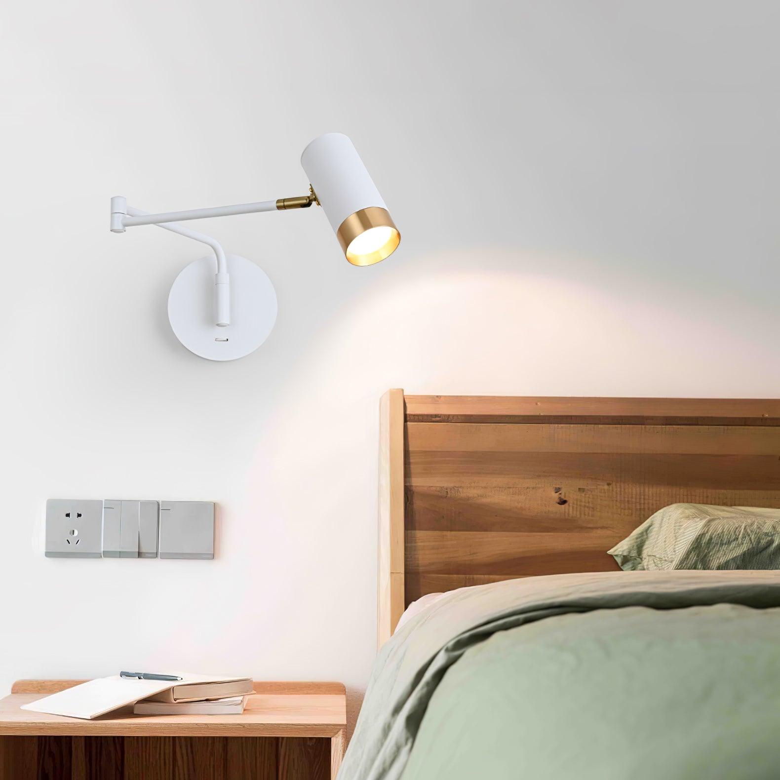 Modern Swing Arm Wall Sconce Adjustable Dual Arm Metal Wall Light Set of Two for Indoor Reading