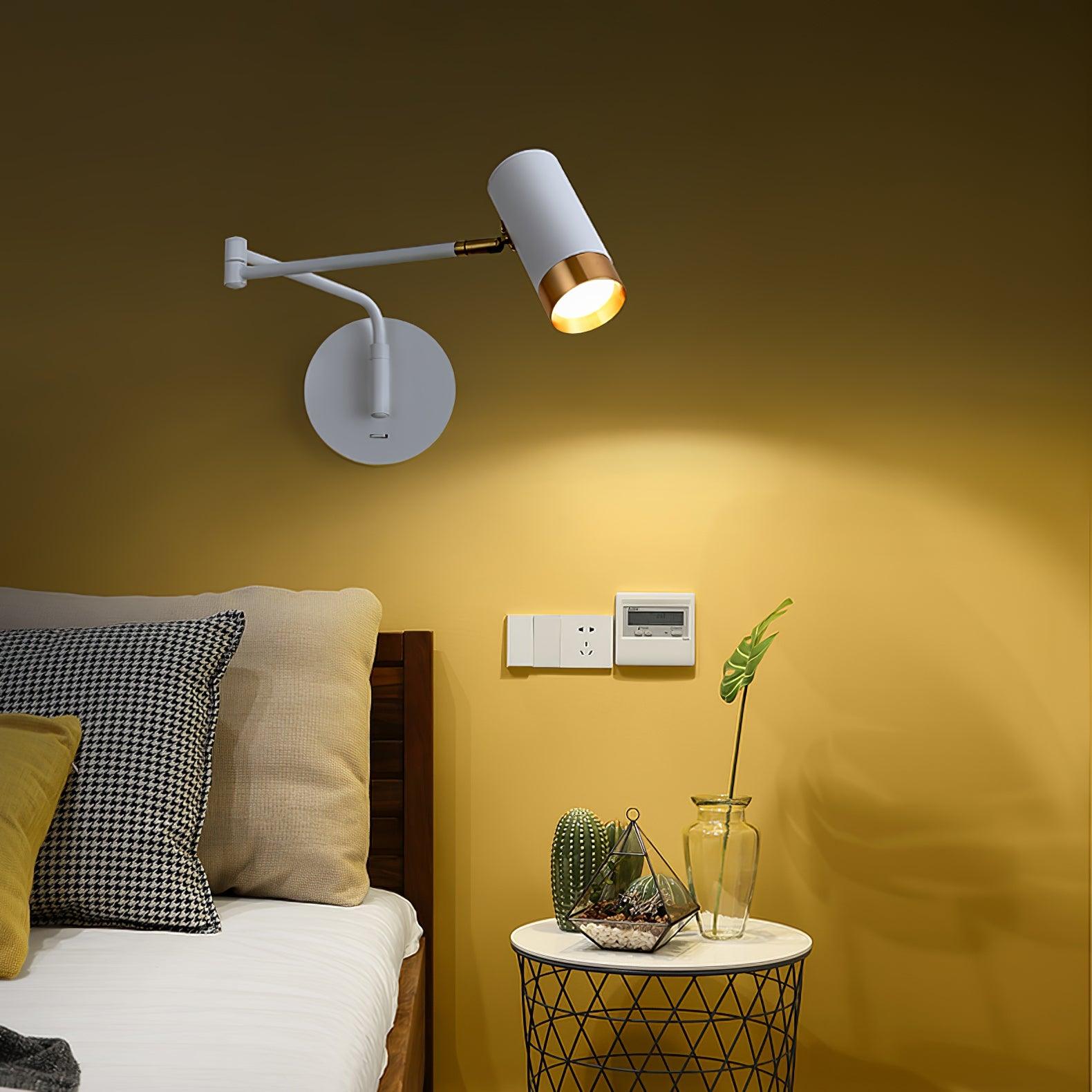 Modern Swing Arm Wall Sconce Adjustable Dual Arm Metal Wall Light Set of Two for Indoor Reading