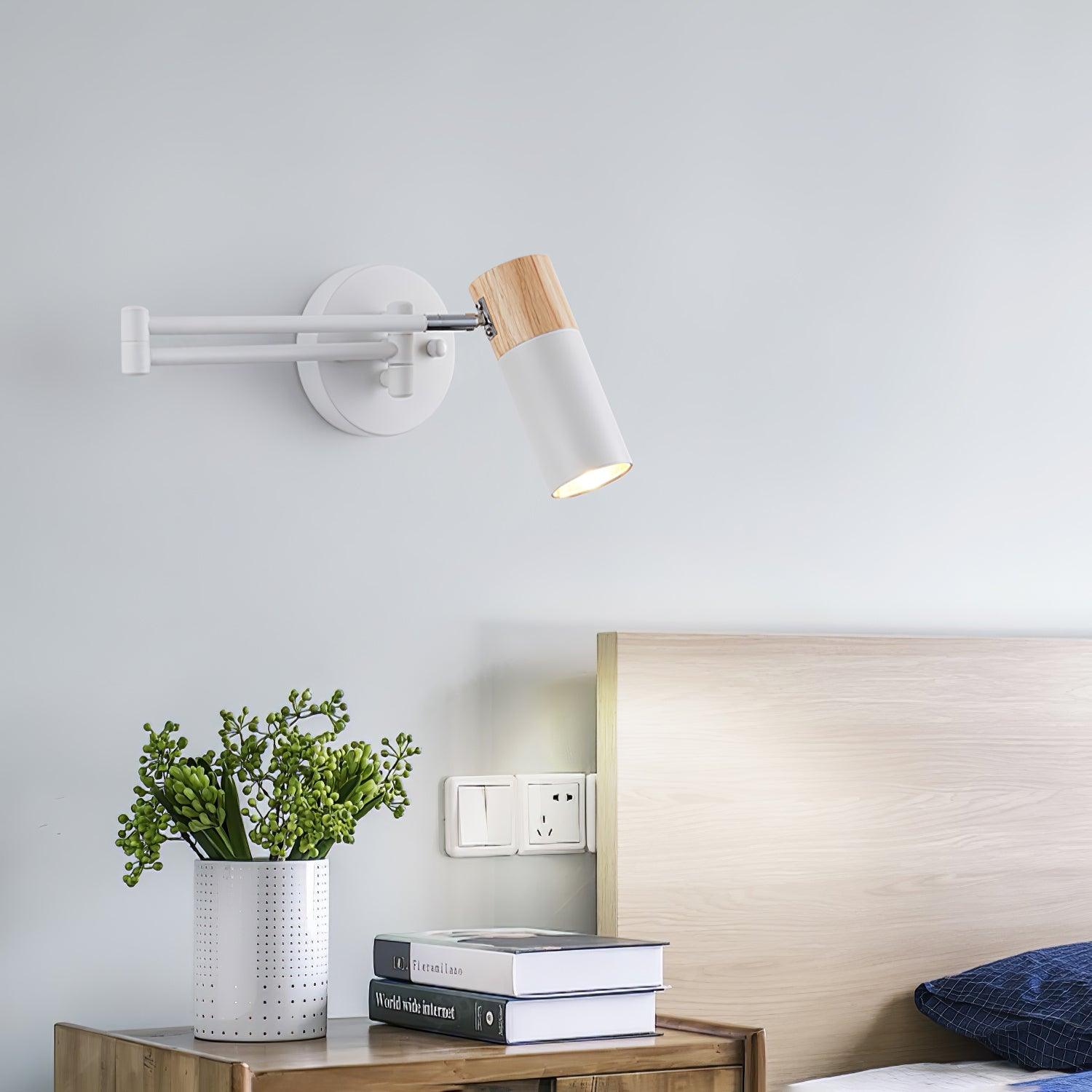 Modern Swing Arm Wall Sconce Adjustable Dual Arm Metal Wall Light Set of Two for Indoor Reading