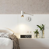 Modern Swing Arm Wall Sconce Adjustable Dual Arm Metal Wall Light Set of Two for Indoor Reading