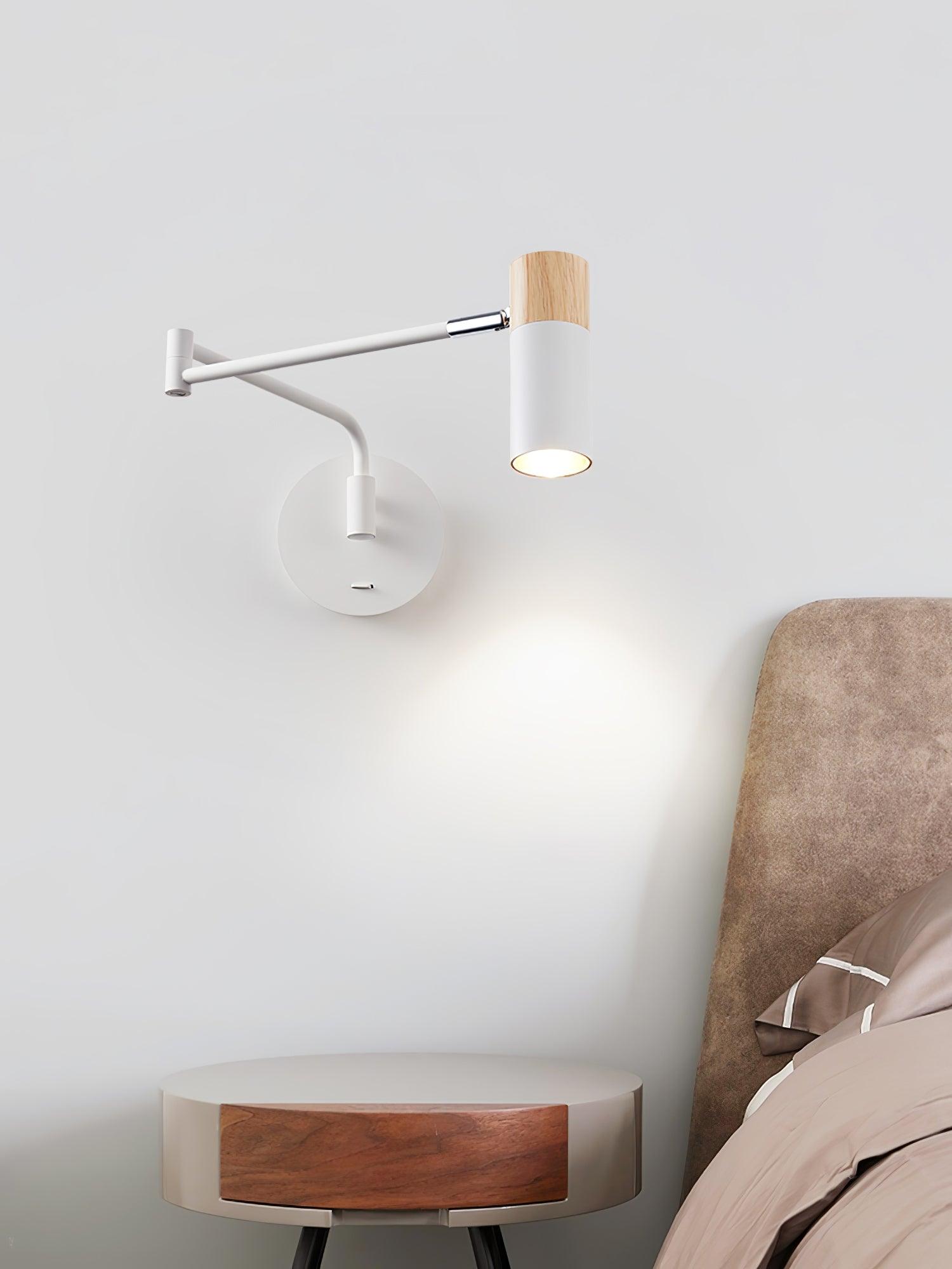 Modern Swing Arm Wall Sconce Adjustable Dual Arm Metal Wall Light Set of Two for Indoor Reading
