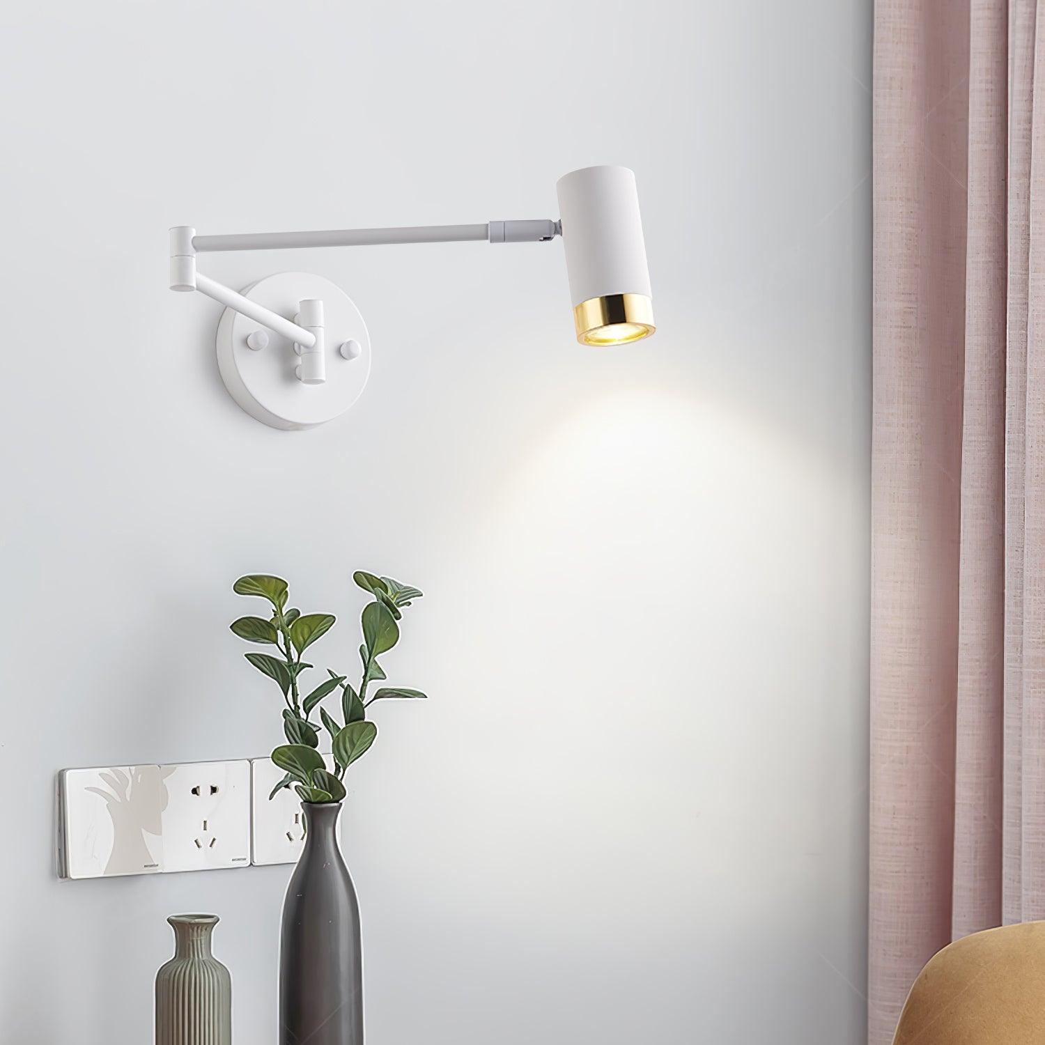 Modern Swing Arm Wall Sconce Adjustable Dual Arm Metal Wall Light Set of Two for Indoor Reading