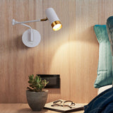 Modern Swing Arm Wall Sconce Adjustable Dual Arm Metal Wall Light Set of Two for Indoor Reading