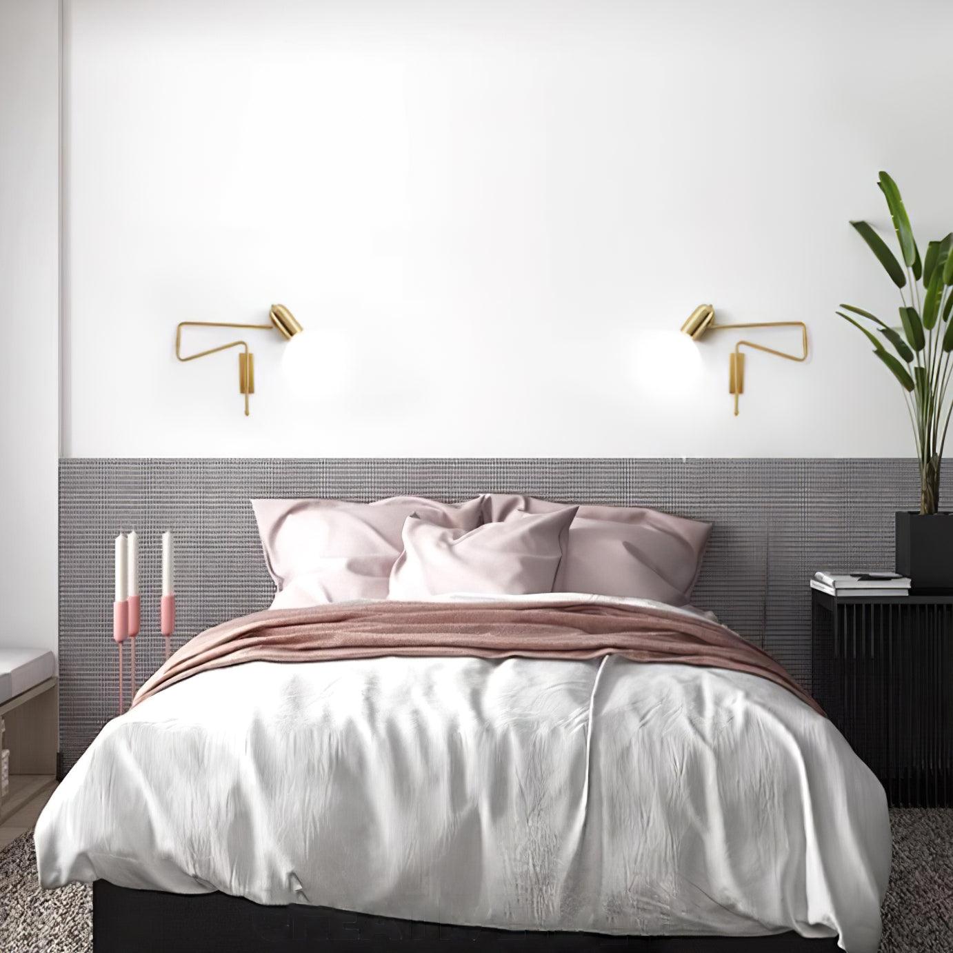 Modern Swing Arm Wall Sconce Reading Light with Adjustable Metal Shade for Bedroom