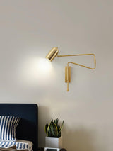 Modern Swing Arm Wall Sconce Reading Light with Adjustable Metal Shade for Bedroom