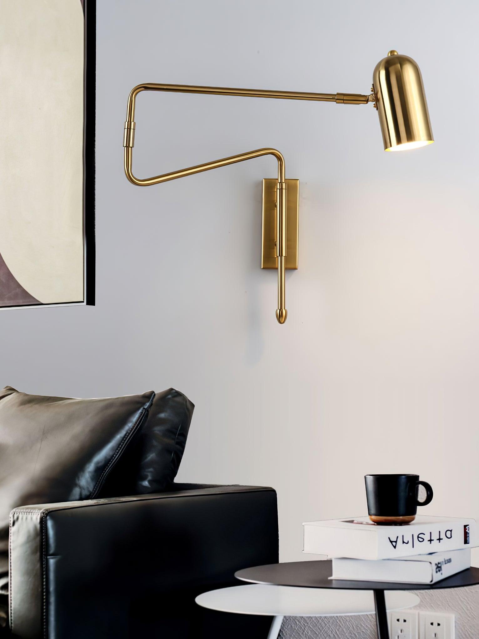 Modern Swing Arm Wall Sconce Reading Light with Adjustable Metal Shade for Bedroom