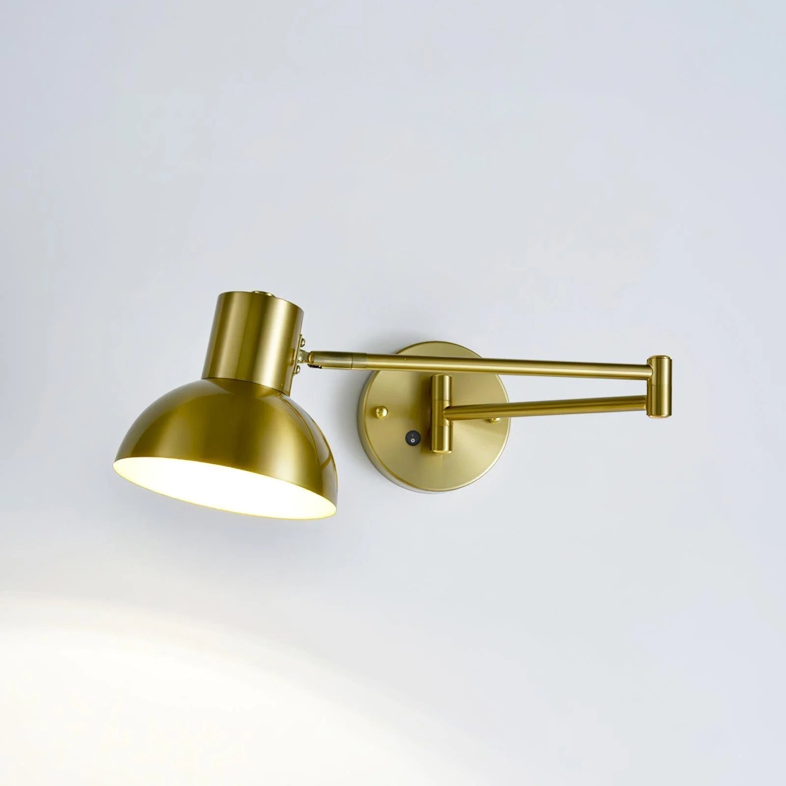 Modern Swing Arm Wall Sconce Reading Light with Adjustable Metal Shade for Bedroom