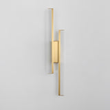 Modern Symmetrical Brass Linear LED Wall Sconce with Clear Acrylic Tubes Set of 2