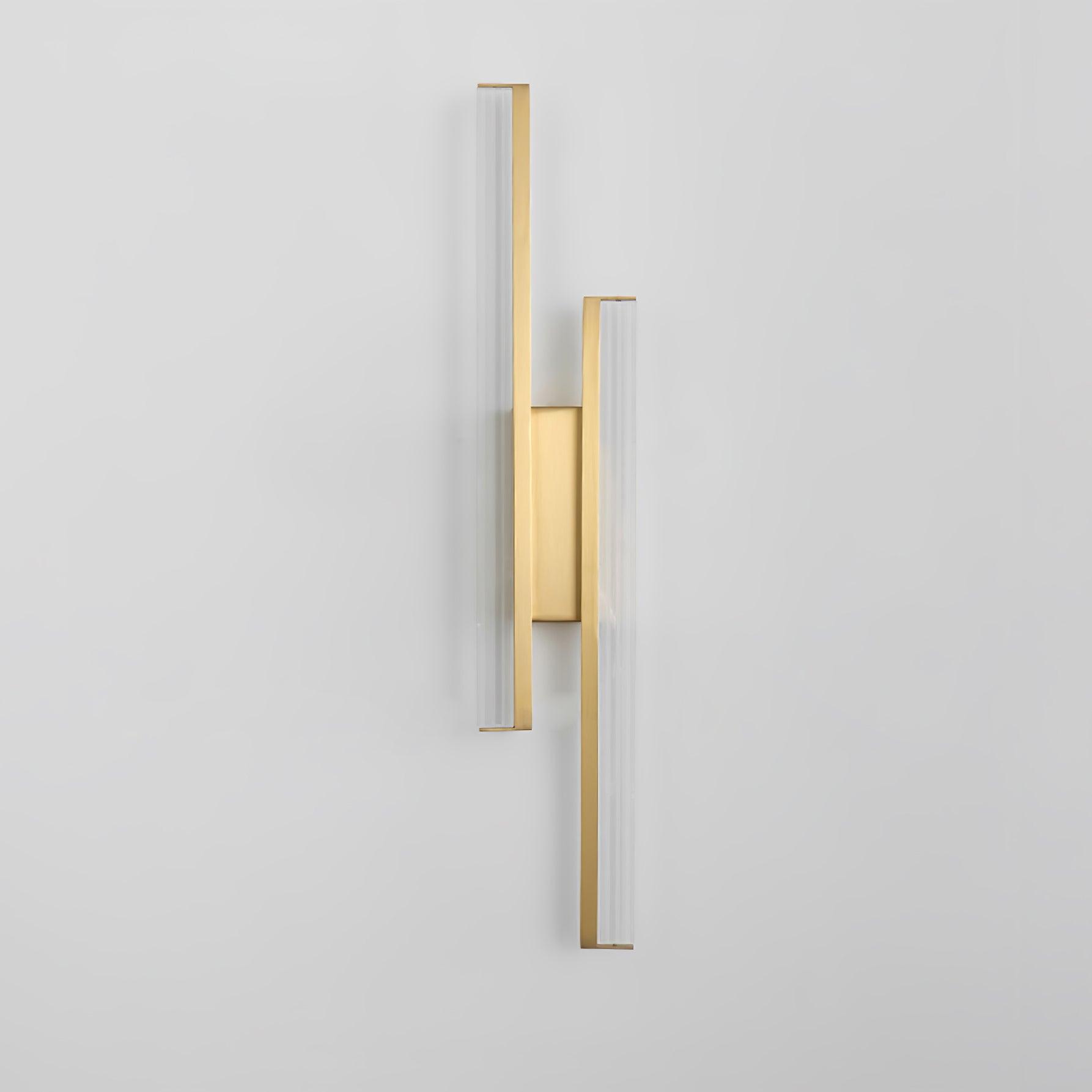 Modern Symmetrical Brass Linear LED Wall Sconce with Clear Acrylic Tubes Set of 2
