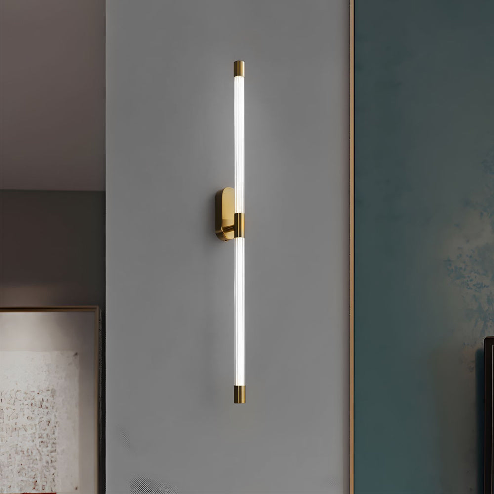 Modern Tall Acrylic Tube LED Wall Sconce with Copper Base for Living Room and Hallway