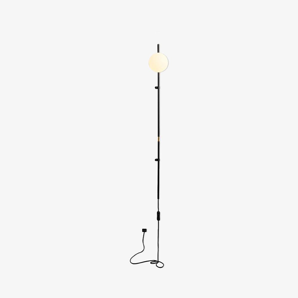 Modern Tall Vertical Stem Wall Lamp with White Glass Globe and Plug In Cord