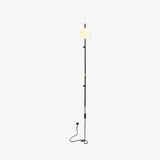 Modern Tall Vertical Stem Wall Lamp with White Glass Globe and Plug In Cord