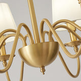 Modern Tapered Fabric Brass Chandelier Minimalist Hanging Ceiling Light for Dining Room