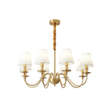 Modern Tapered Fabric Brass Chandelier Minimalist Hanging Ceiling Light for Dining Room