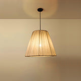 Modern Tapered Fabric Pendant Light Beige Textile Cone Hanging Ceiling Lamp