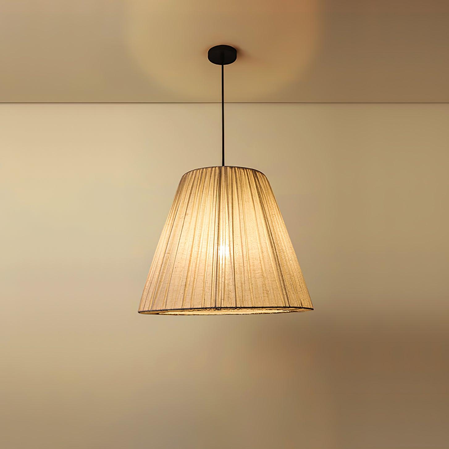 Modern Tapered Fabric Pendant Light Beige Textile Cone Hanging Ceiling Lamp