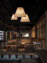 Modern Tapered Fabric Pendant Light Beige Textile Cone Hanging Ceiling Lamp