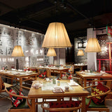 Modern Tapered Fabric Pendant Light Beige Textile Cone Hanging Ceiling Lamp
