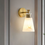 Modern Tapered Natural Alabaster Stone Wall Sconce Light for Luxury Interior Spaces