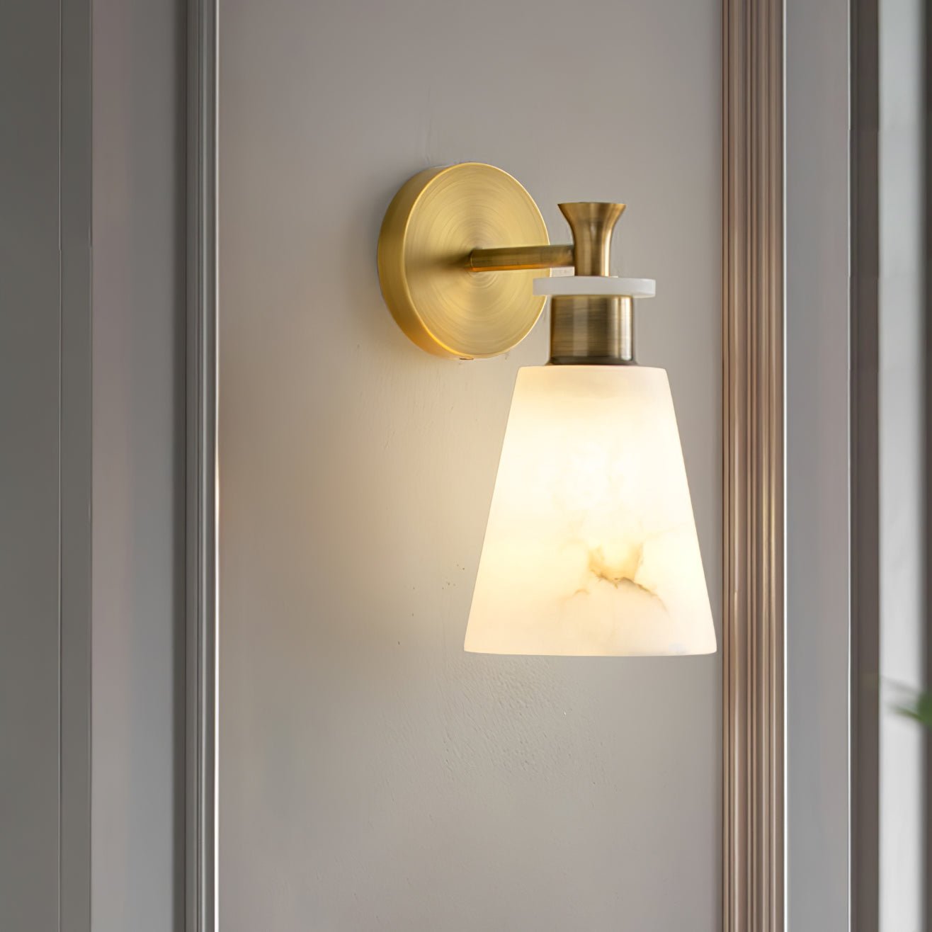 Modern Tapered Natural Alabaster Stone Wall Sconce Light for Luxury Interior Spaces
