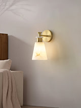 Modern Tapered Natural Alabaster Stone Wall Sconce Light for Luxury Interior Spaces