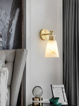 Modern Tapered Natural Alabaster Stone Wall Sconce Light for Luxury Interior Spaces