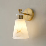 Modern Tapered Natural Alabaster Stone Wall Sconce Light for Luxury Interior Spaces