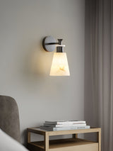 Modern Tapered Natural Alabaster Stone Wall Sconce Light for Luxury Interior Spaces
