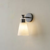 Modern Tapered Natural Alabaster Stone Wall Sconce Light for Luxury Interior Spaces