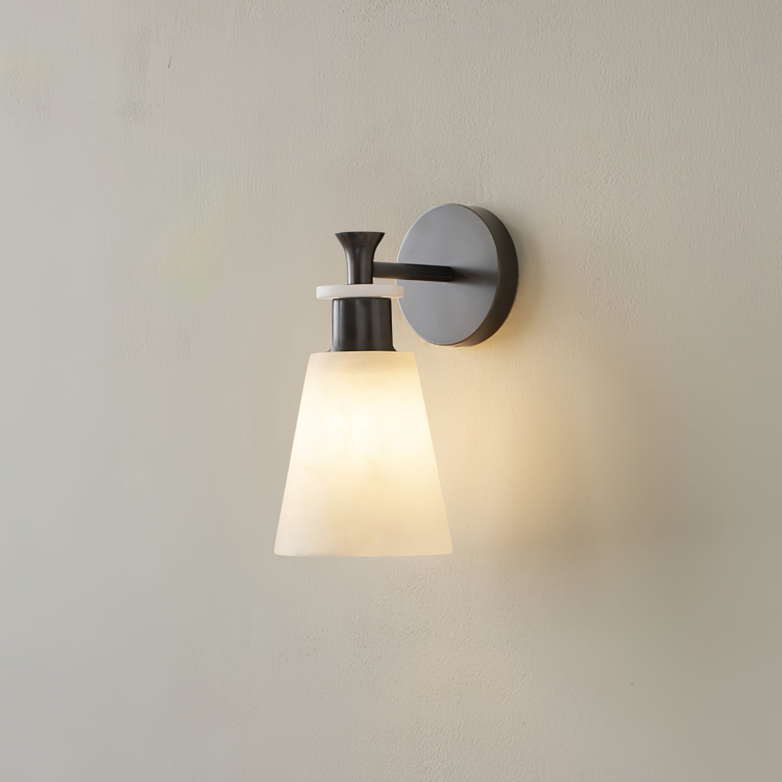 Modern Tapered Natural Alabaster Stone Wall Sconce Light for Luxury Interior Spaces