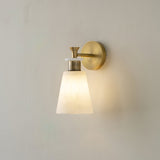 Modern Tapered Natural Alabaster Stone Wall Sconce Light for Luxury Interior Spaces