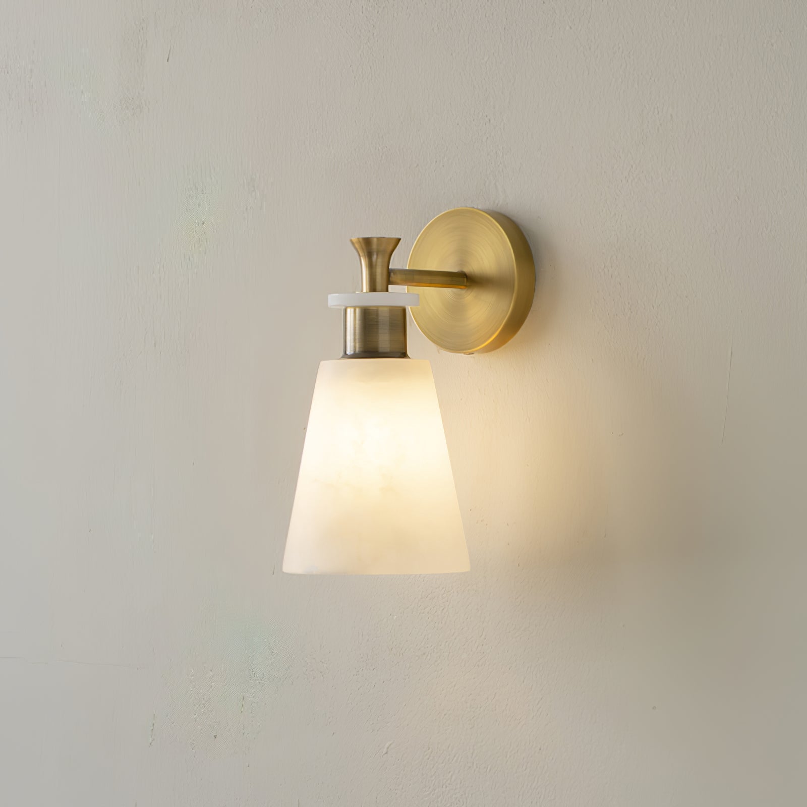 Modern Tapered Natural Alabaster Stone Wall Sconce Light for Luxury Interior Spaces