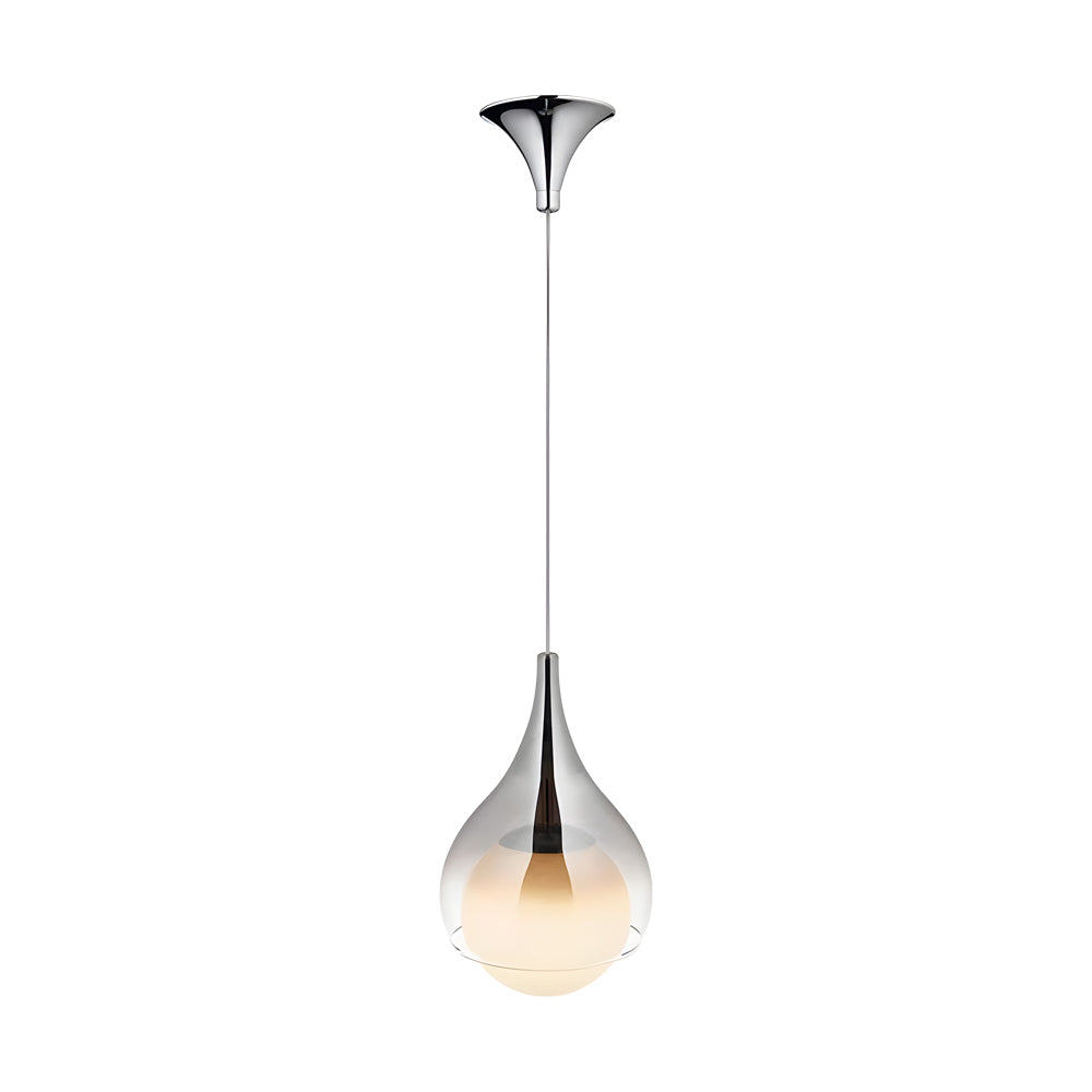 Modern Teardrop Glass Pendant Light Adjustable LED Smoked Glass Hanging Fixture for Living Room