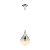 Modern Teardrop Glass Pendant Light Adjustable LED Smoked Glass Hanging Fixture for Living Room