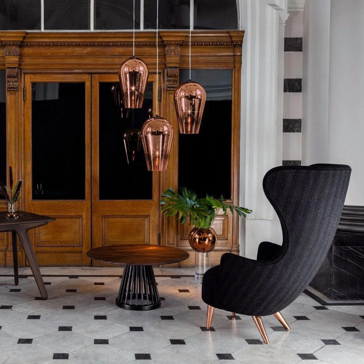 Modern Teardrop Metallic Fade Glass Pendant Light Contemporary Ceiling Hanging Lamp