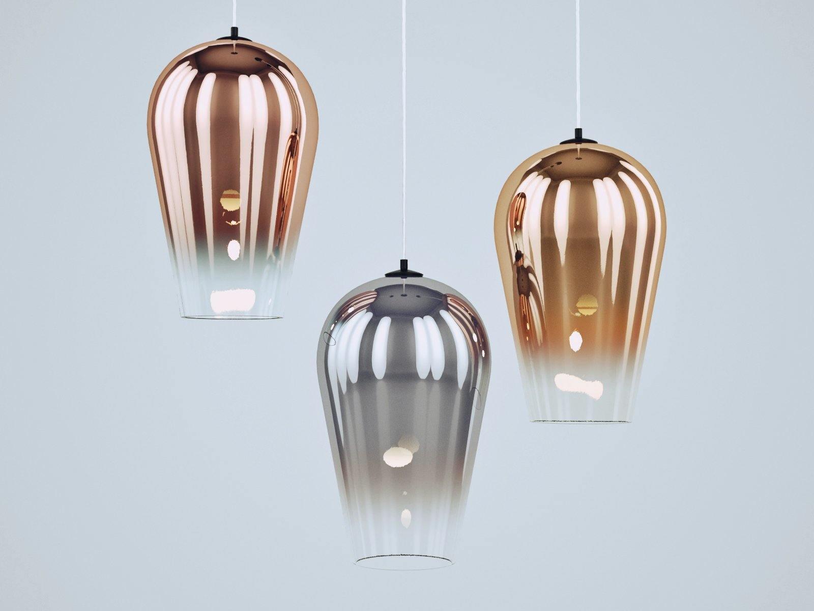 Modern Teardrop Metallic Fade Glass Pendant Light Contemporary Ceiling Hanging Lamp