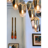 Modern Teardrop Metallic Fade Glass Pendant Light Contemporary Ceiling Hanging Lamp