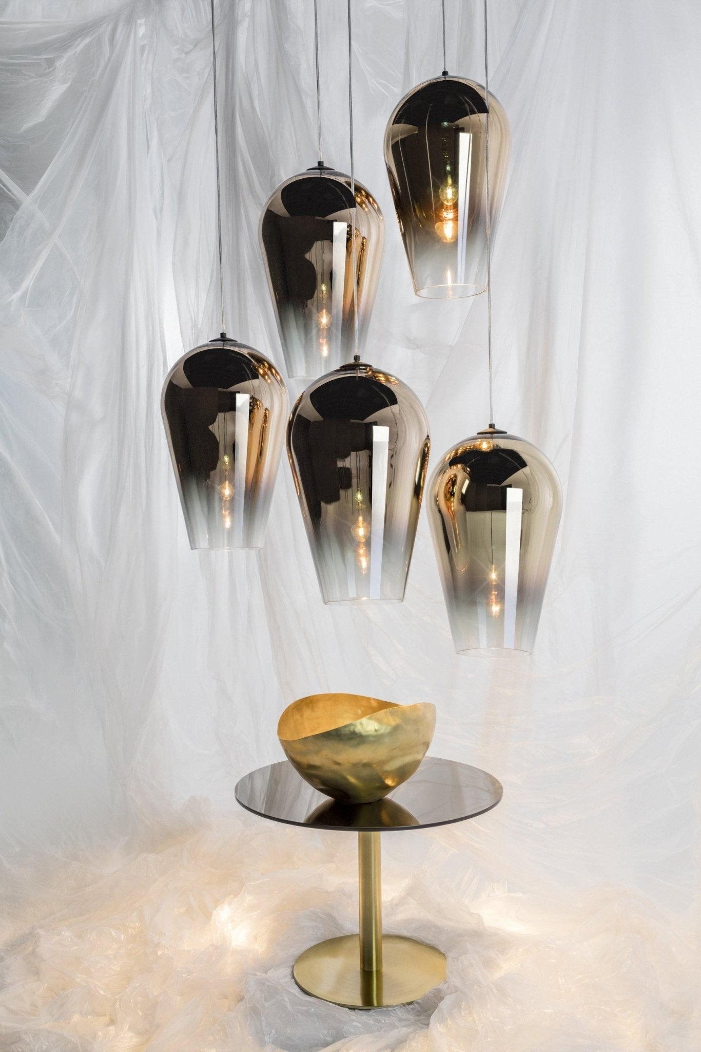 Modern Teardrop Metallic Fade Glass Pendant Light Contemporary Ceiling Hanging Lamp