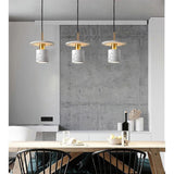 Modern Terrazzo Cement Cylinder LED Pendant Light for Kitchen Island and Minimalist Dining Room